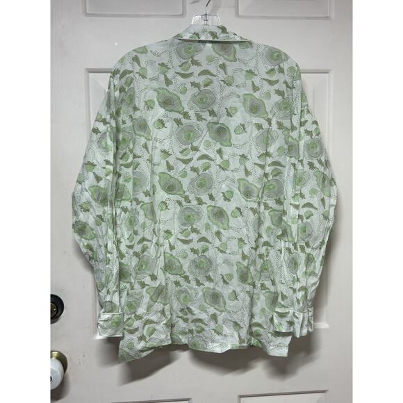 India Amory Floral Cotton Pajama Set Long Sleeve Button LRG 2 Piece Boho Coastal - Picture 5 of 11